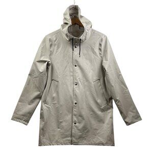 STUTTERHEIM Stockholm Raincoat XXS Light Grey Hooded Jacket –‎ Unisex